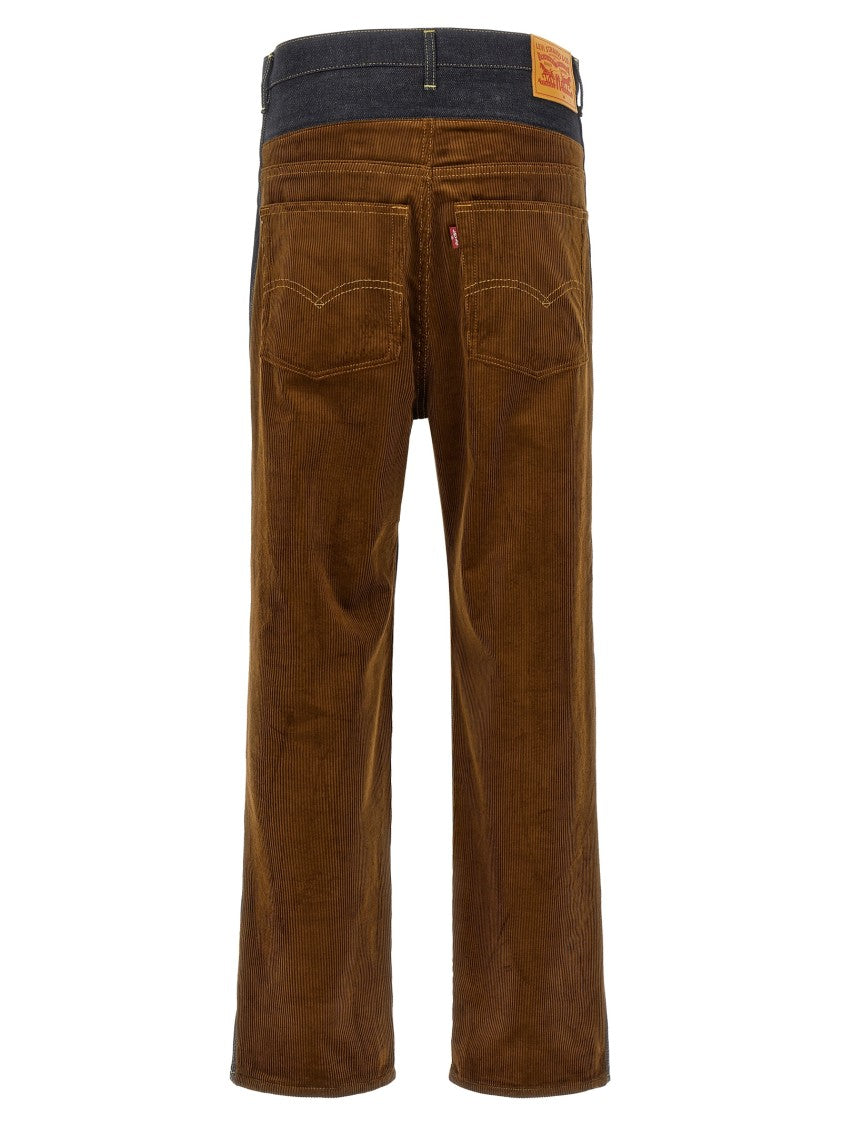 Junya Watanabe Cotton Denim Jeans With Corduroy Back And Contrast Stitching