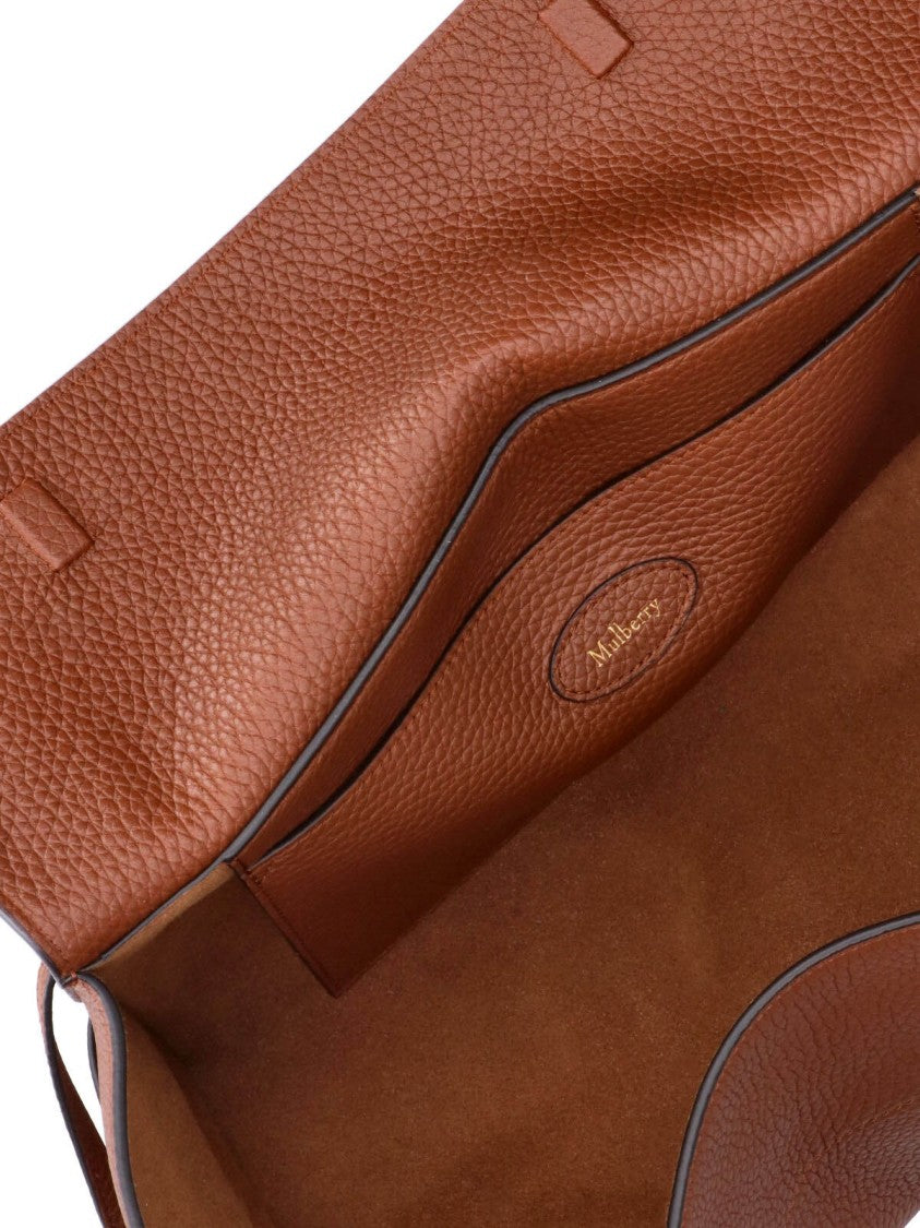 Mulberry Structured Brown Pebbled Leather Handbag