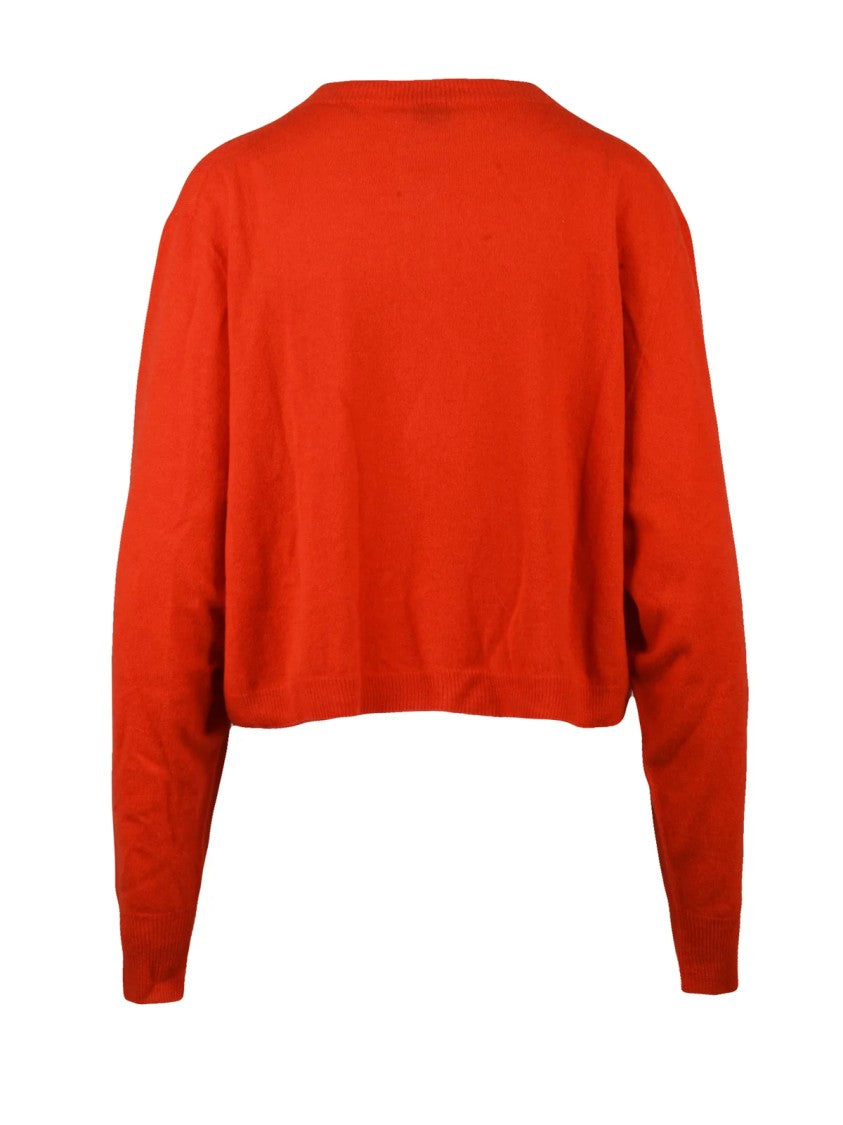 Alysi Short Serafino Knit Sweater With Tortoiseshell Button Placket