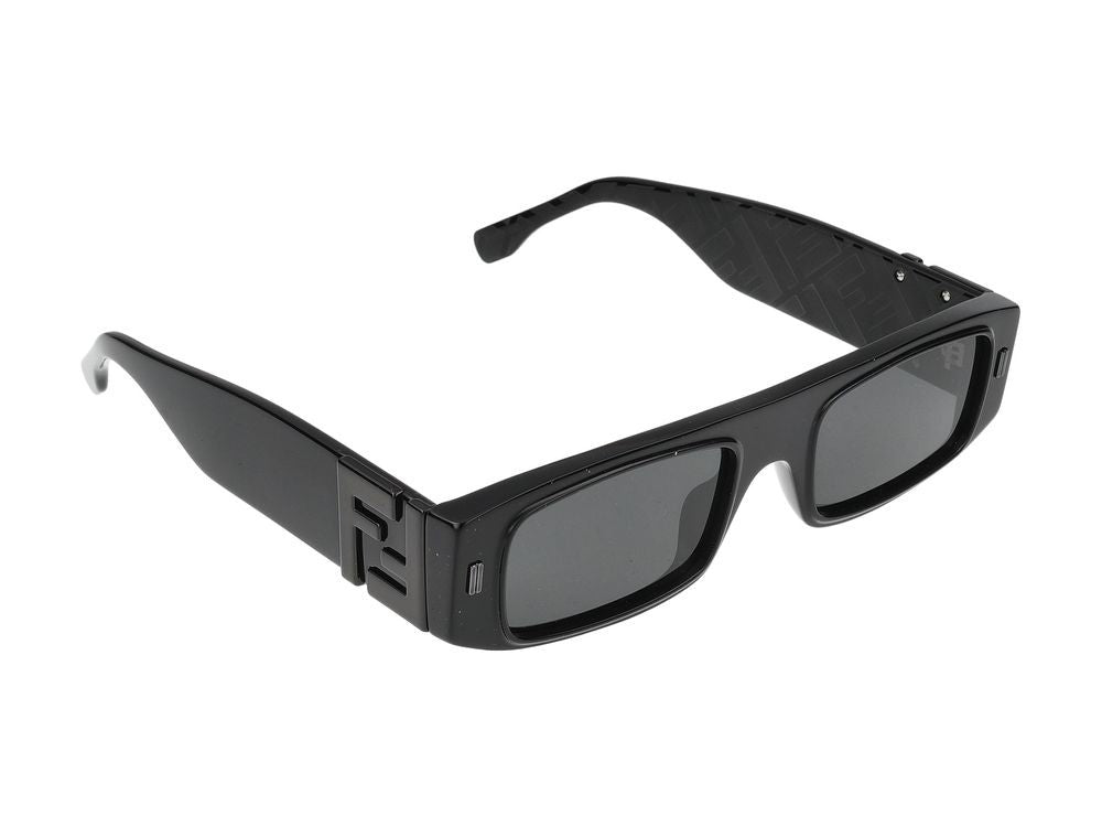 Maison Fendi Rectangular Frame Sunglasses With Bold Temples And Smooth Finish
