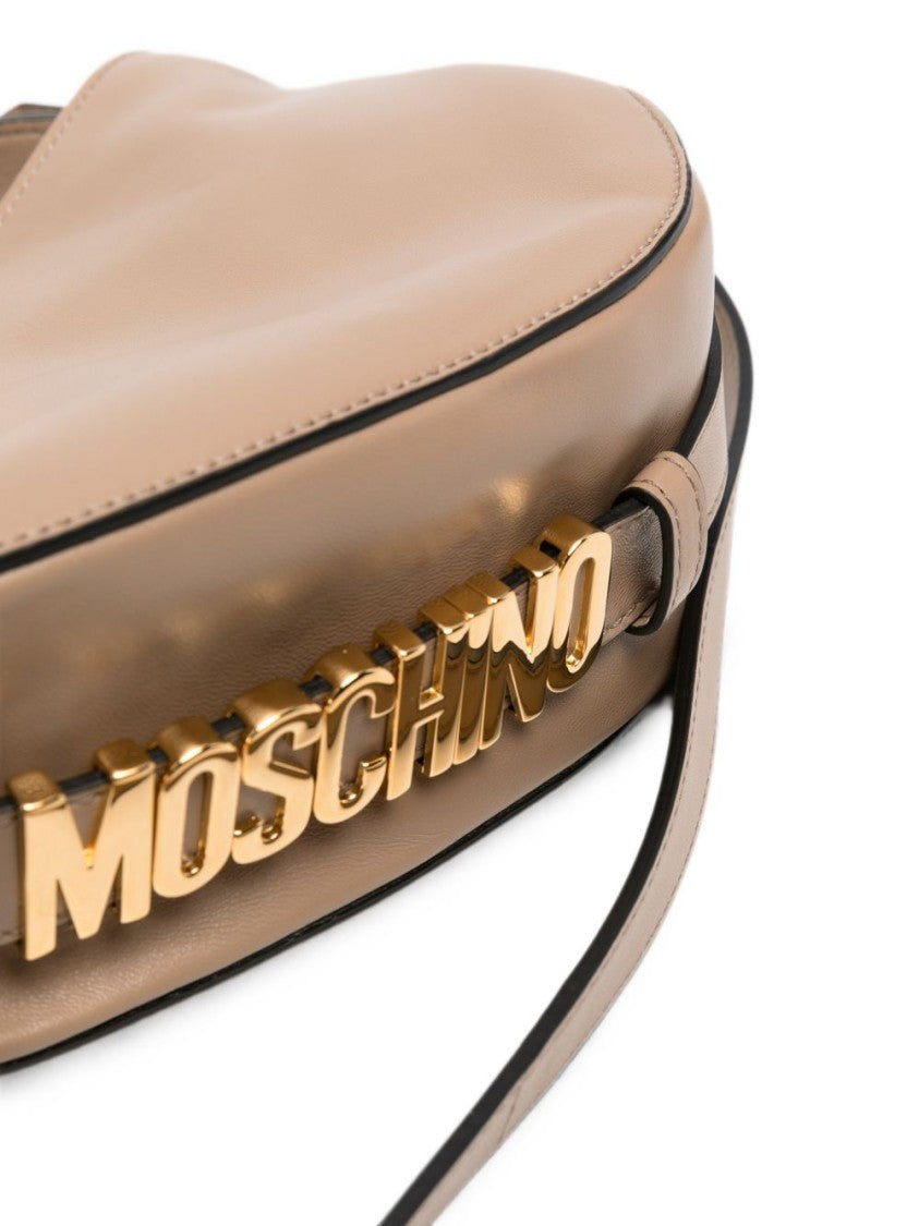 Moschino Crescent Leather Handbag - Beige