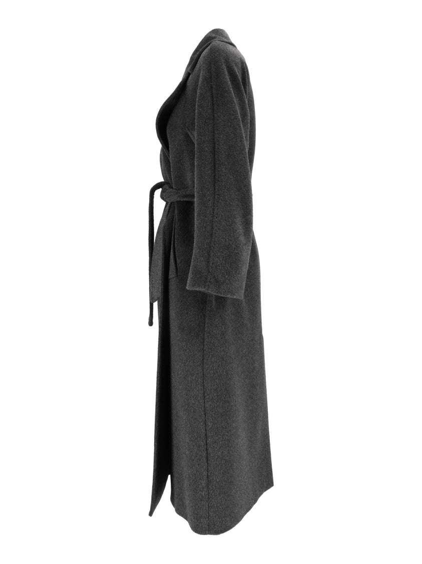 Max Mara Grey Tempera Belted Wrap Coat
