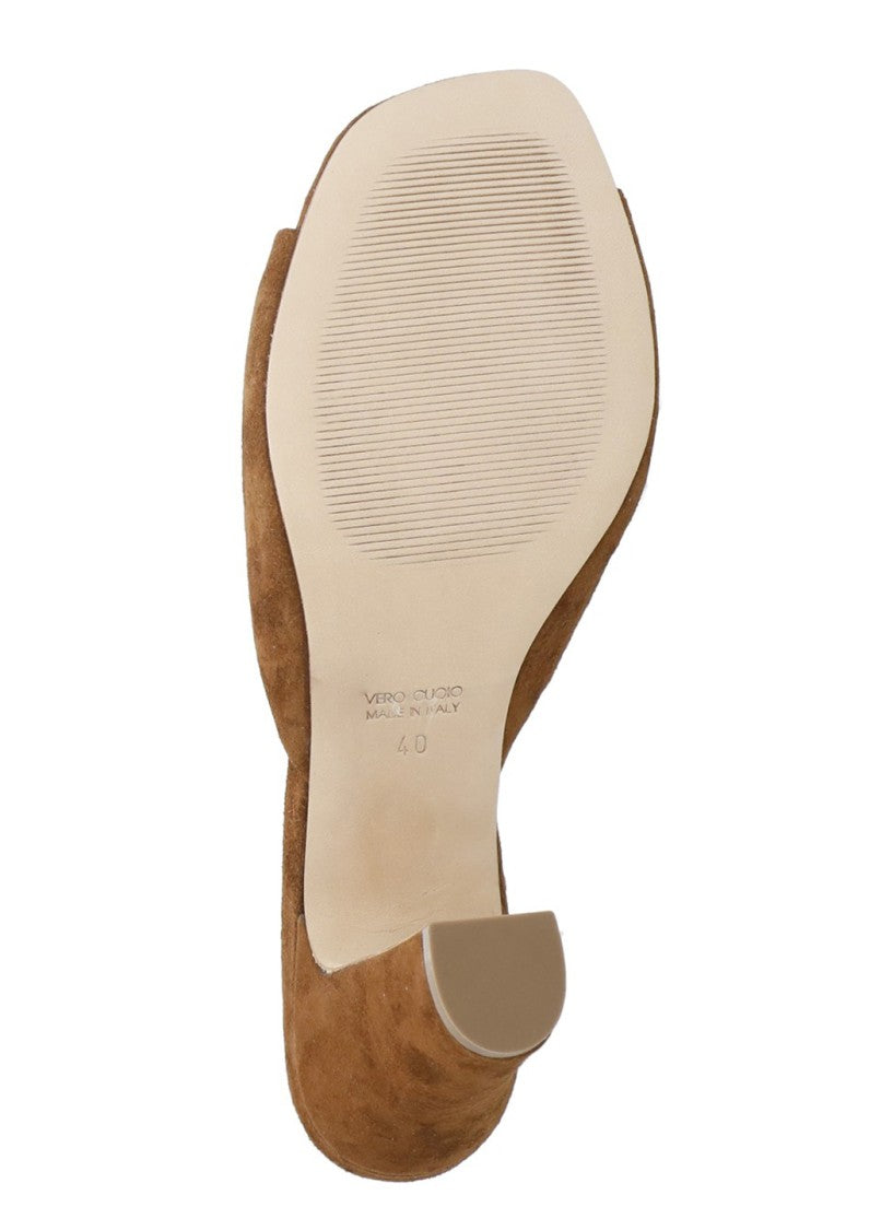 Juilie Dee Brown Squared Toe Suede Sandals