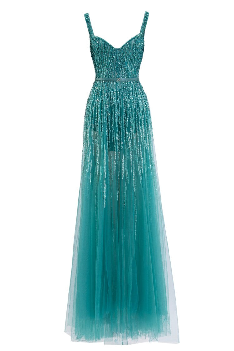 Saiid Kobeisy Crystal Embellished Dégradée Evening Dress