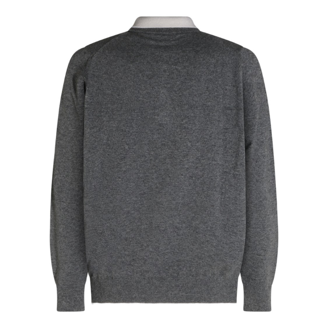 Eleventy Polo-Style Grey Knit Sweater With Buttoned Placket