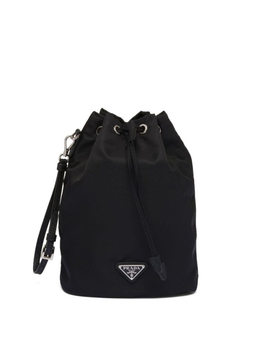 Prada Black Drawstring Bag With Detachable Wrist Strap