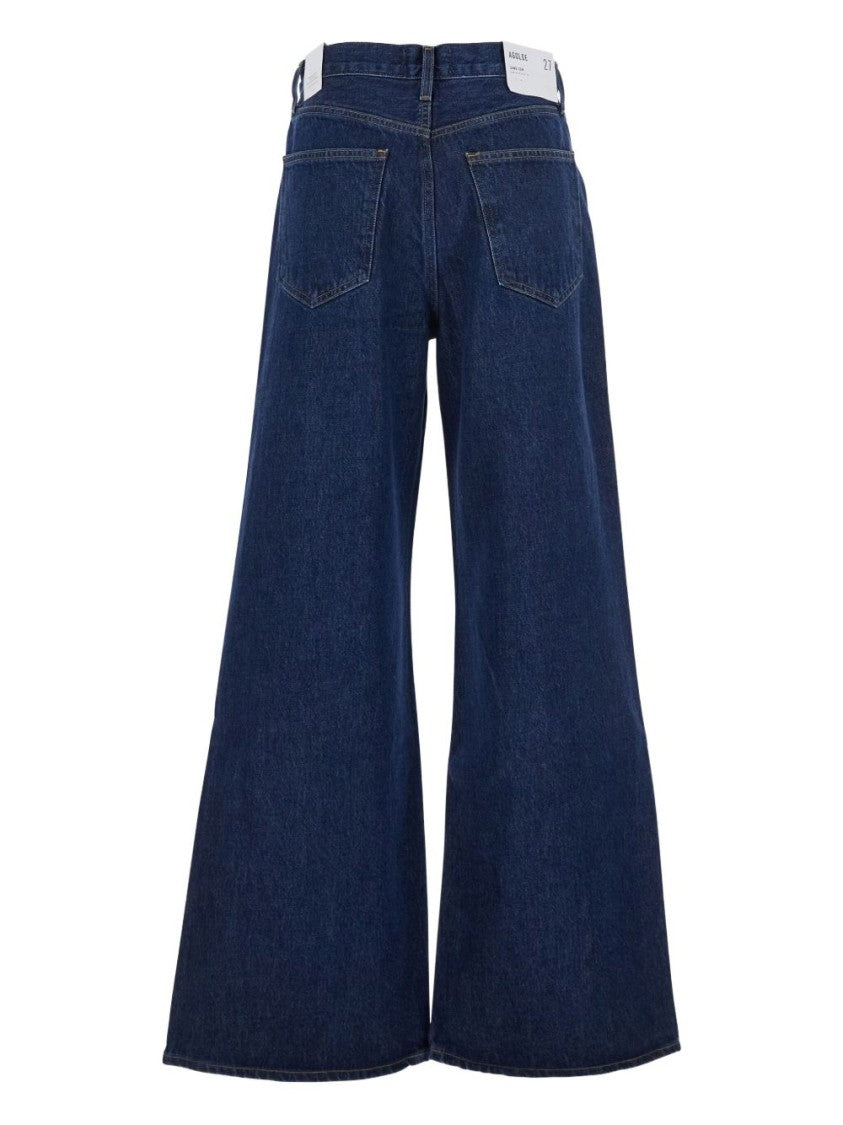Agolde Wide-Leg Indigo Denim Jeans With High Waist