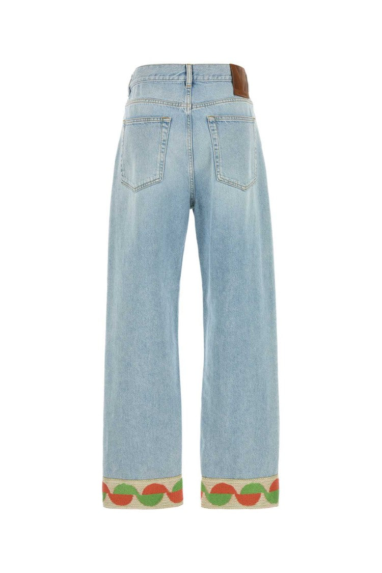Valentino Garavani High-Waisted Denim Jeans With Unique Patterned Trim