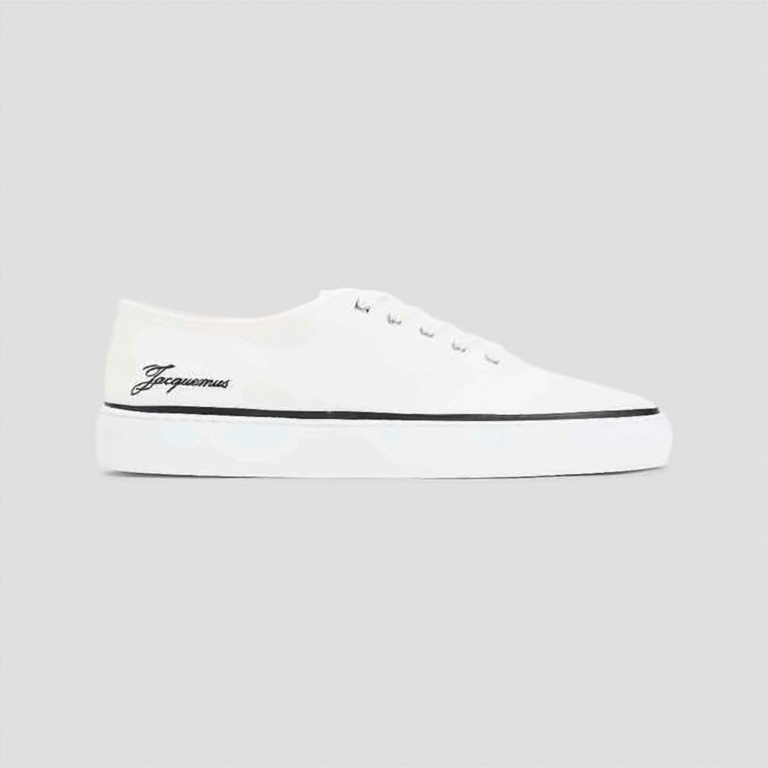 Jacquemus Minimalist White Sneakers With Elegant Black Detailing
