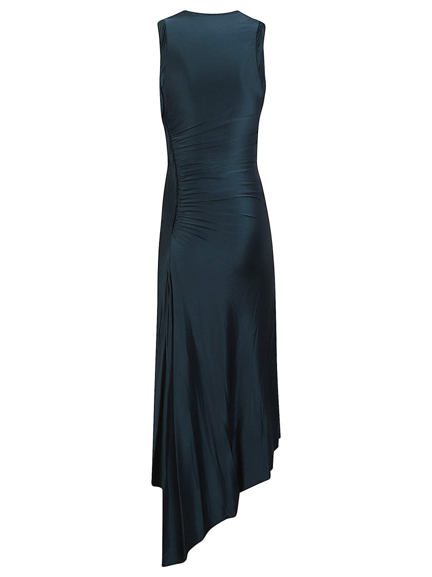 Victoria Beckham Sleeveless Fitted Ruched Viscose Midi Dress