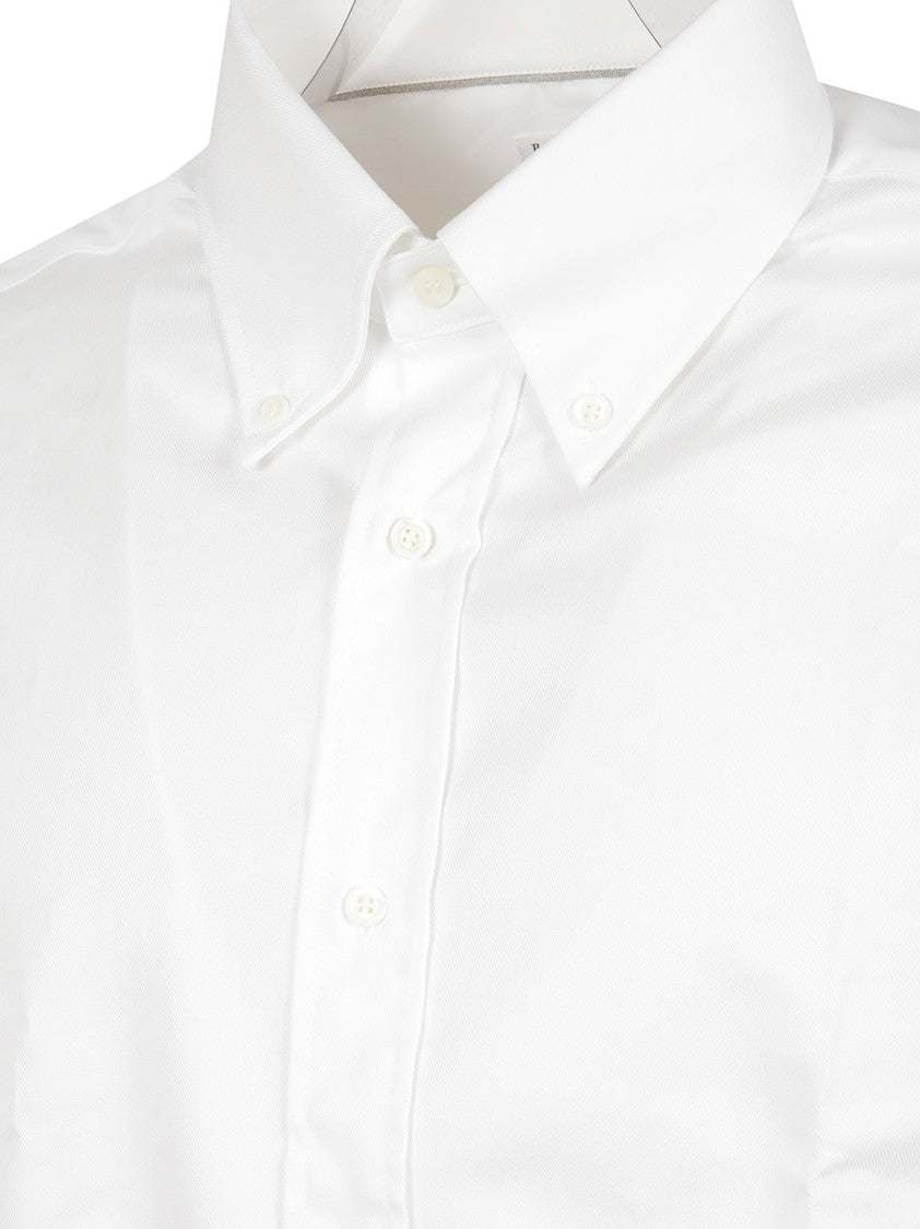 Brunello Cucinelli White Cotton Casual Shirt With Italian Collar