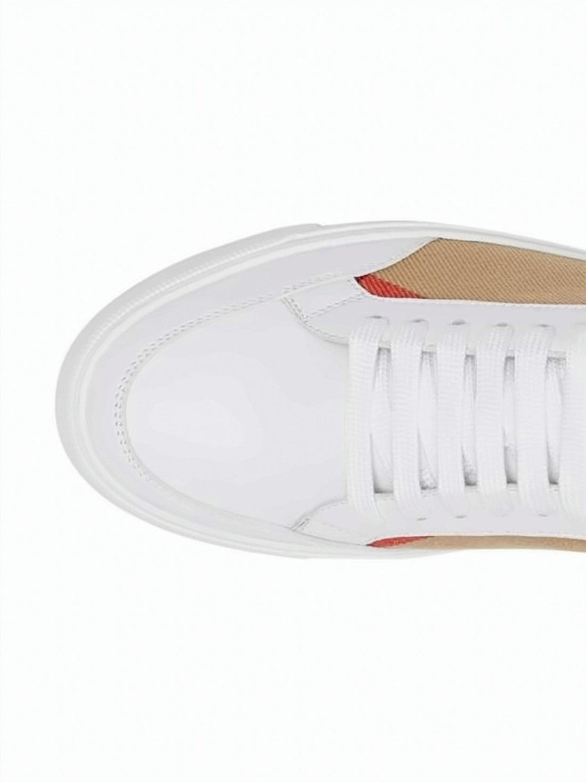 Burberry Classic Check Pattern Low-Top Sneakers With Leather Overlays