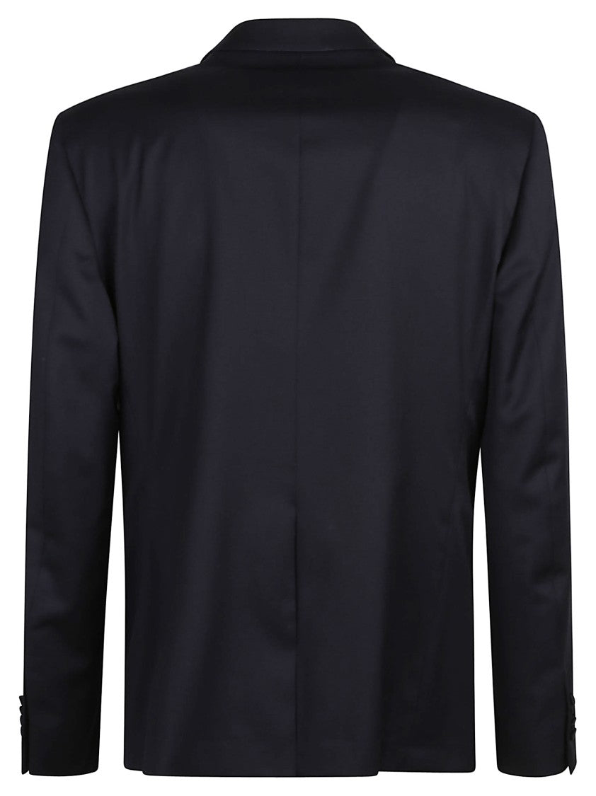 Tagliatore Black Virgin Wool Satin Accent Two-Piece Suit