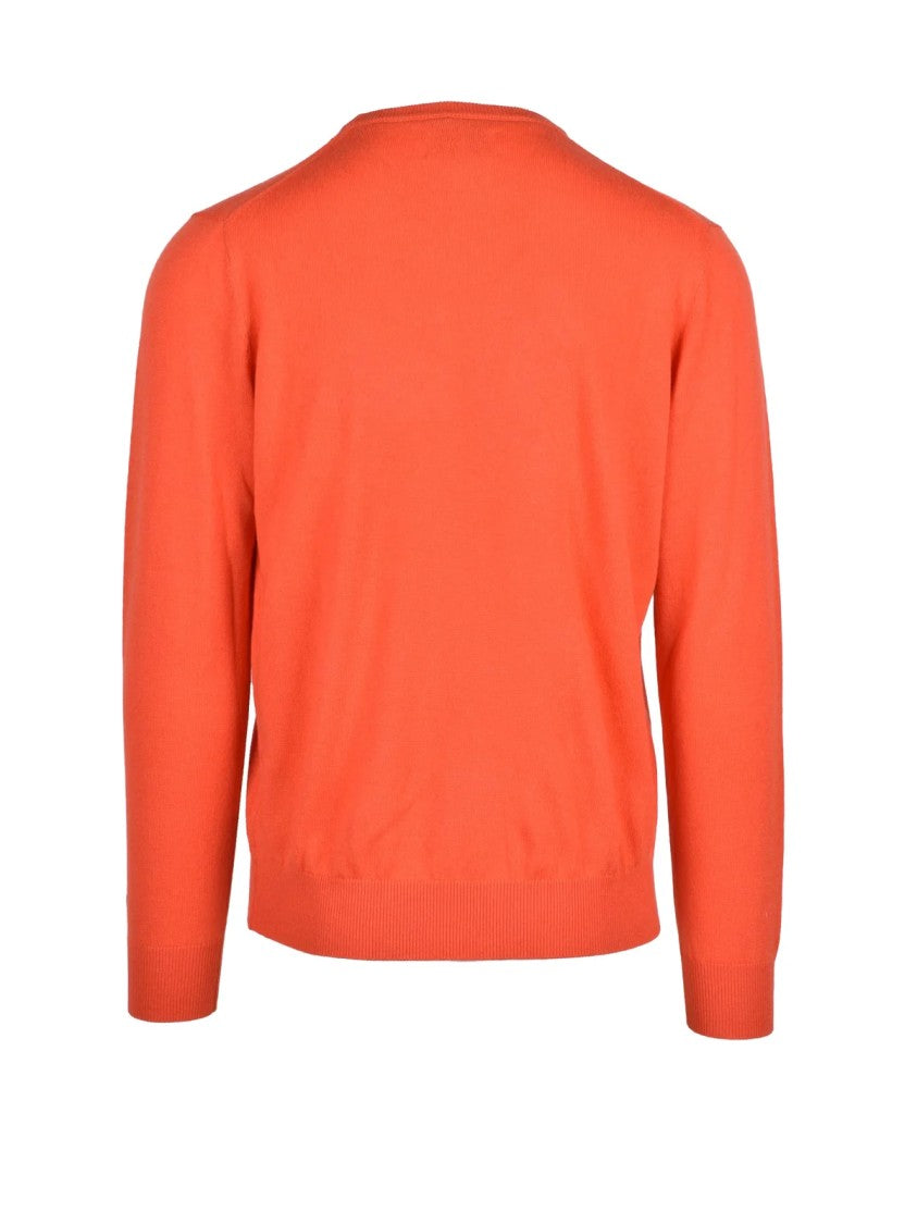 Mc2 Saint Barth Orange Extrafine Merino Wool-Cashmere Crewneck Sweater