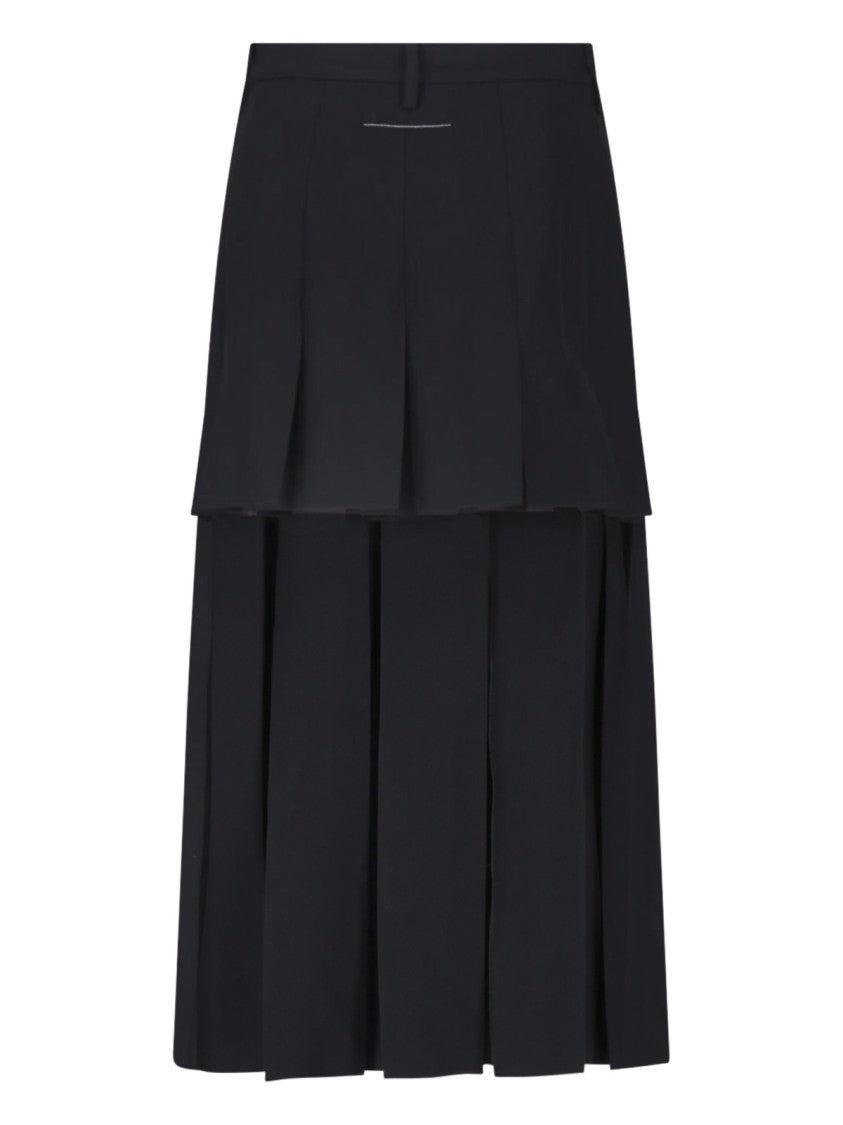 Mm6 By Maison Margiela Asymmetrical Pleated Midi Skirt With Front Zip Closure
