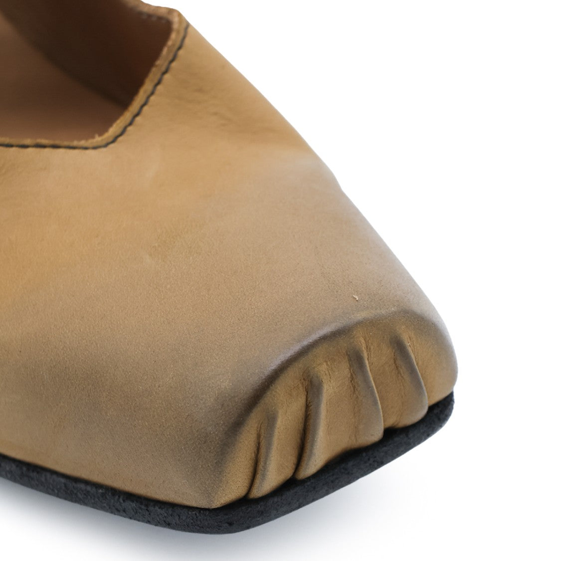 Uma Wang Mustard Leather Elastic Strap Ballet Flats