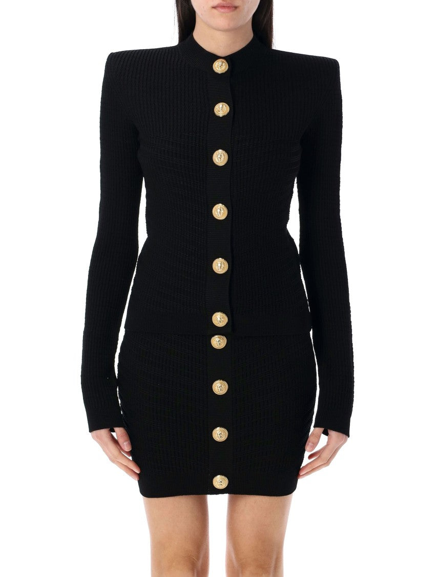 Balmain Knit Cardigan With Structured Shoulders