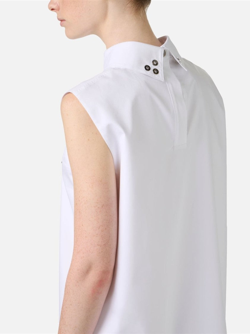 Iceberg Minimalist White High Neckline Mini Dress