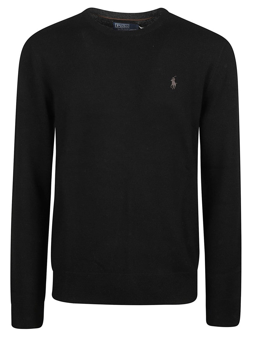 Polo Ralph Lauren Black Minimalist Wool Round Neck Sweater