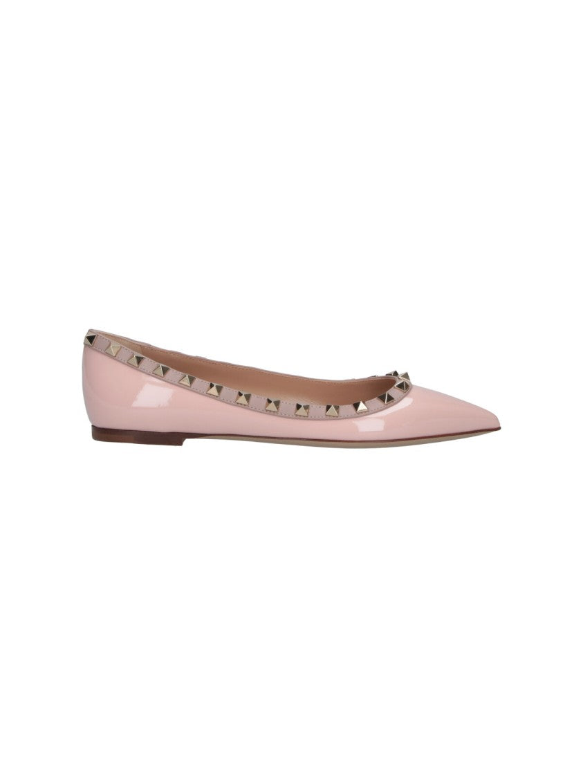 Valentino Garavani Pointed Toe Flats With Metallic Pyramid Studs