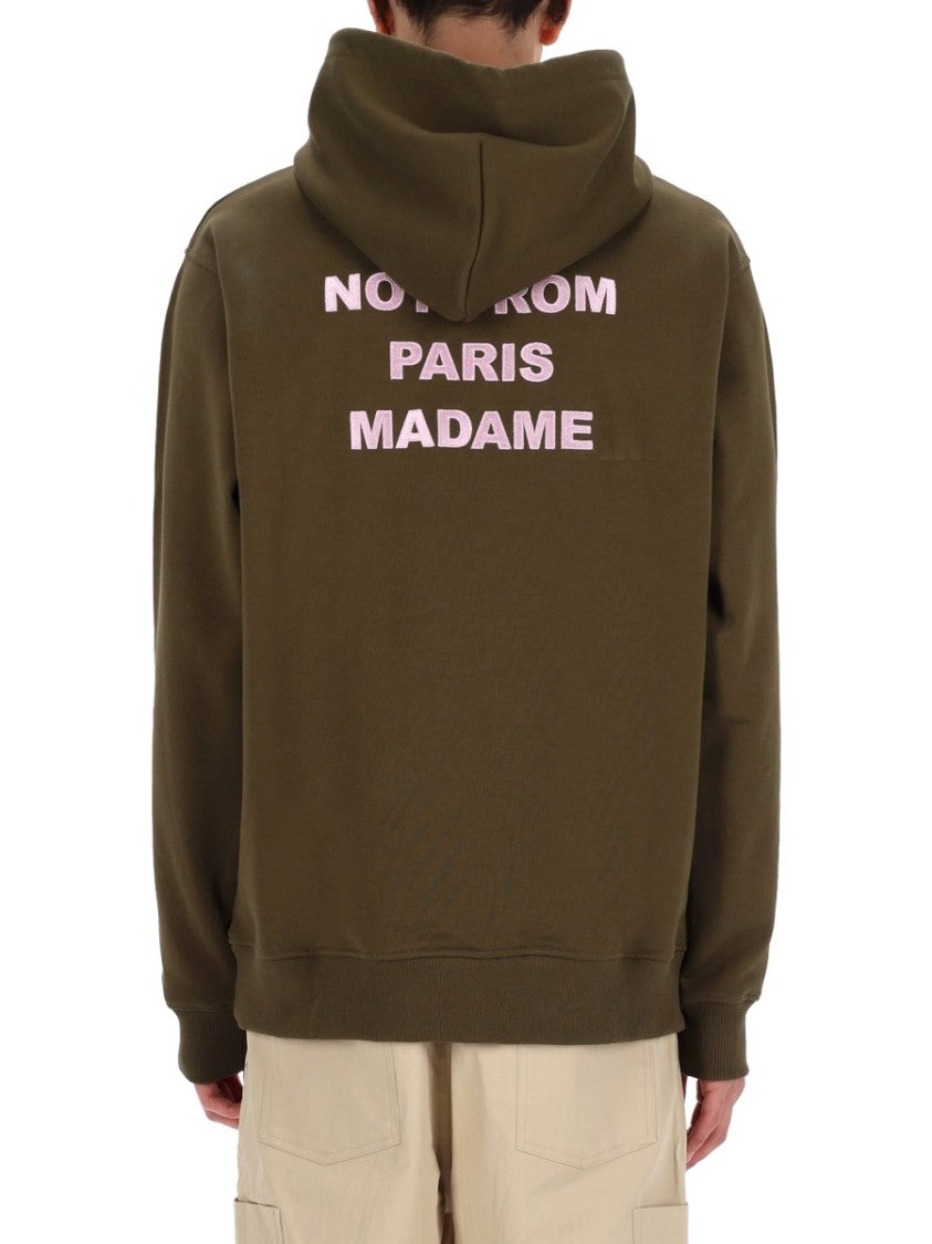 Drôle De Monsieur Olive Green Slogan Relaxed Sweatshirt