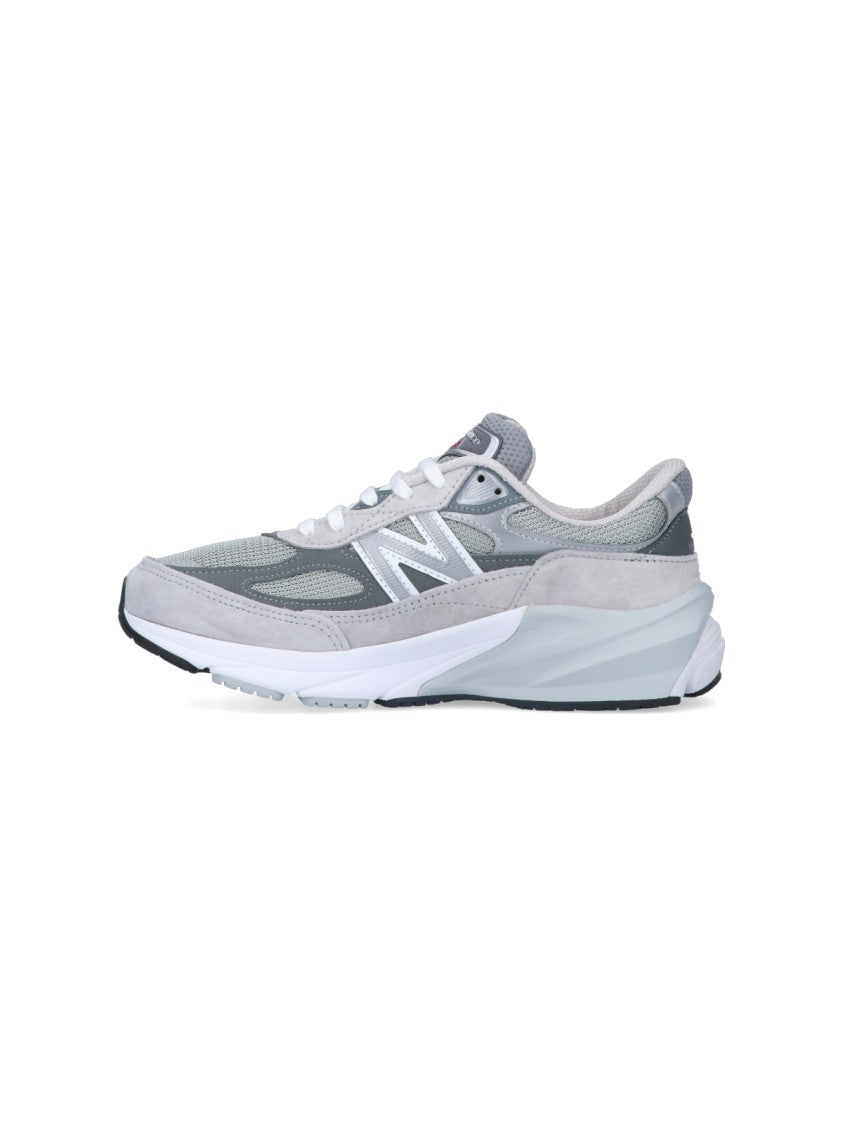 New Balance Tonal Grey Leather And Mesh Sneakers