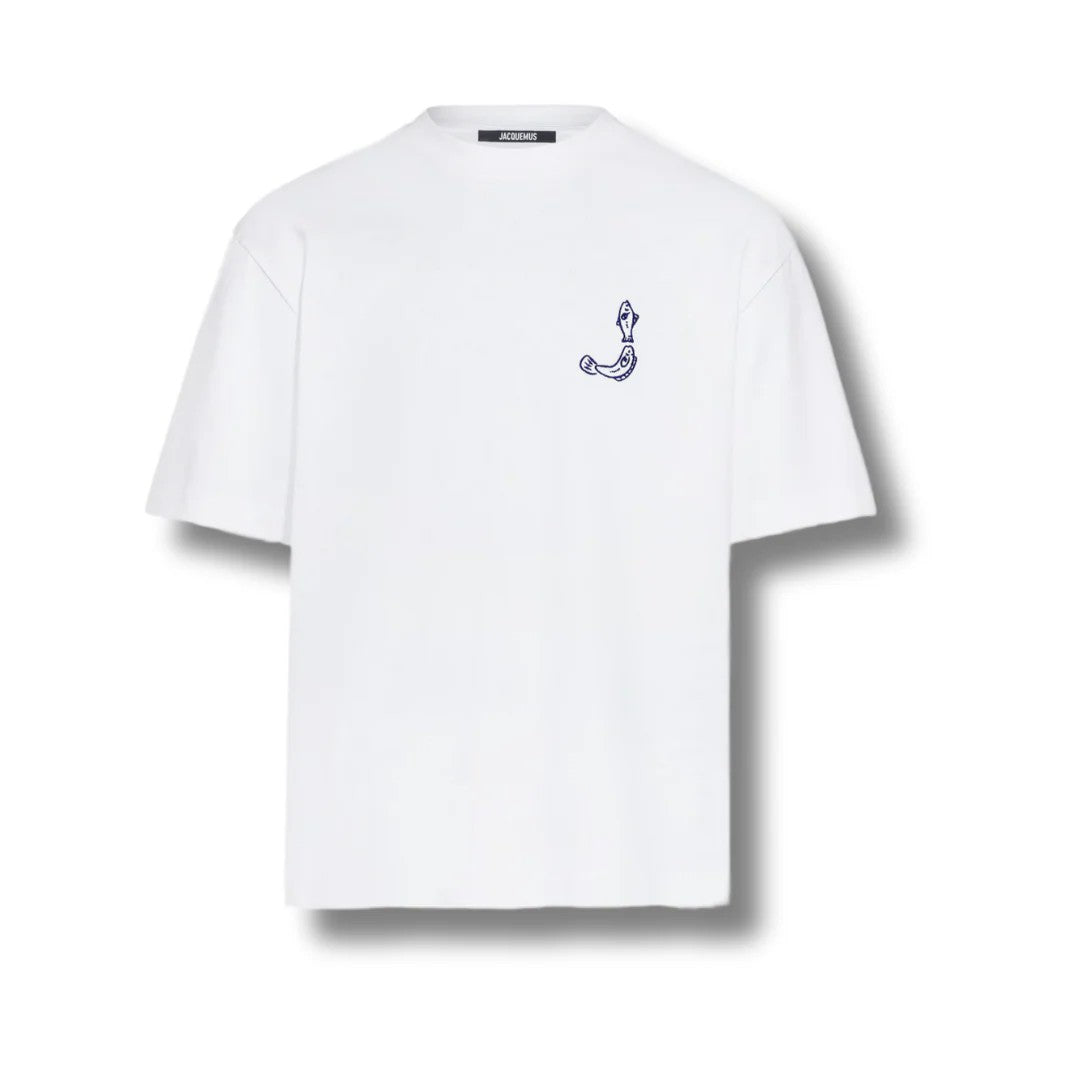 Jacquemus White Crew Neck T-Shirt With Abstract Graphic