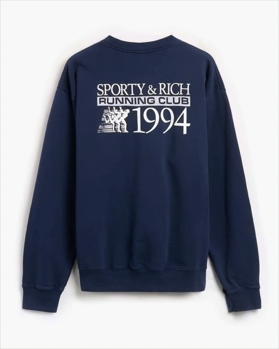 Sporty And Rich Long-Sleeve Cotton Sweatshirt With Graphic Prints
