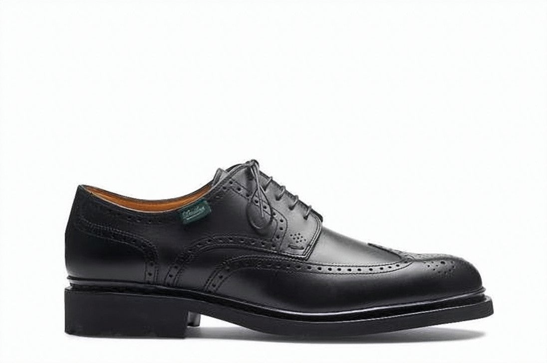 Paraboot Classic Black Leather Brogue Dress Shoes