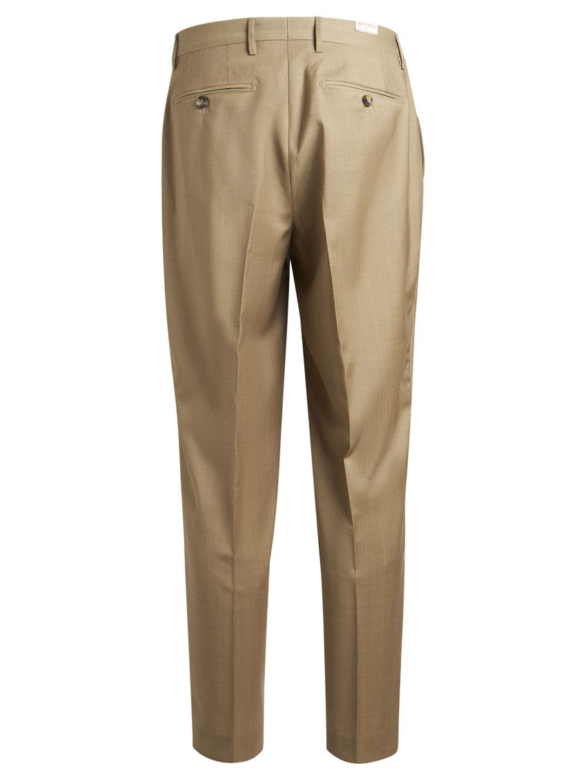 Etro Beige Straight-Leg Trousers