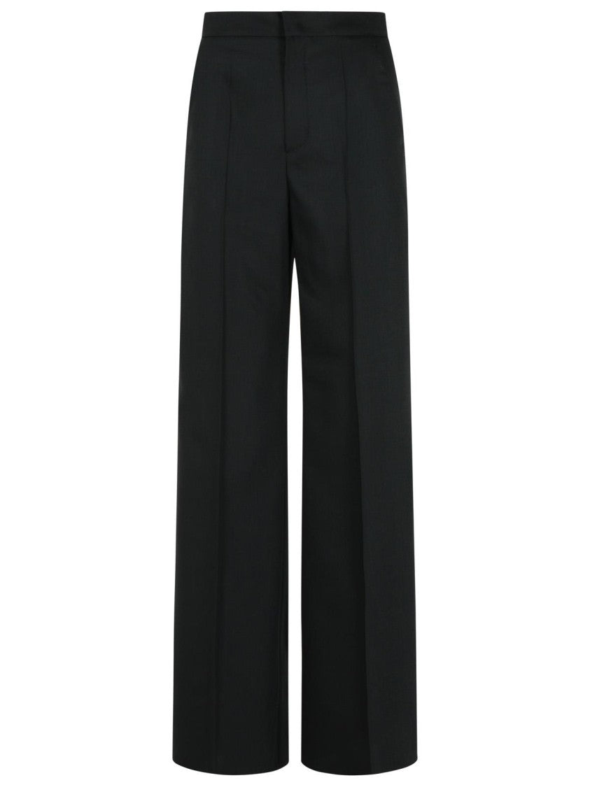Max Mara Fernet' Straight Black Virgin Wool Pants