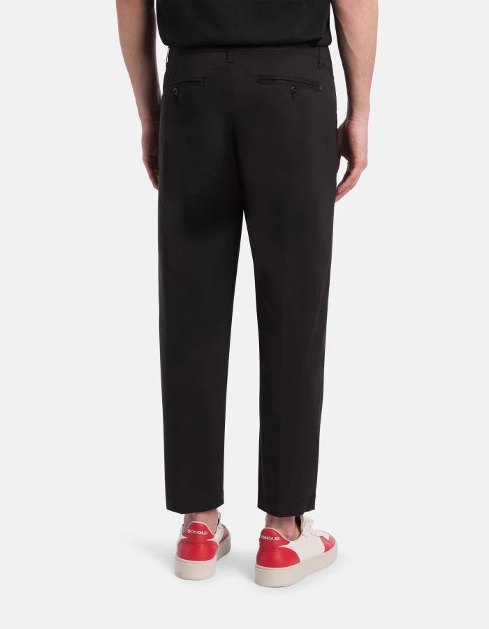 Dondup Black Tailored Slim Zipper Detail Cropped Pants