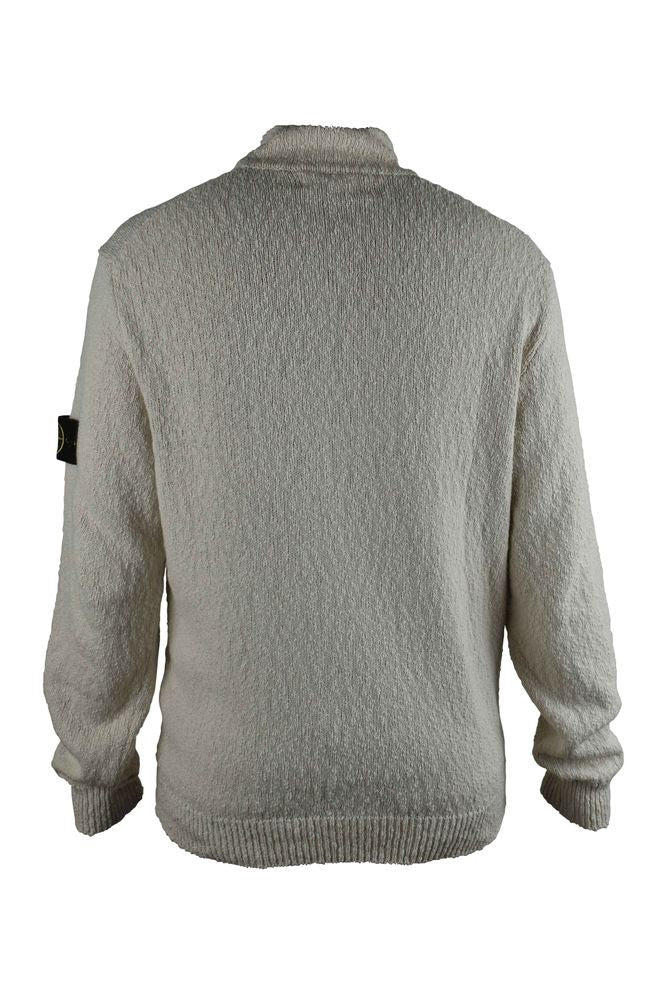 Stone Island Textured Mesh Knit Sweater With High Collar
