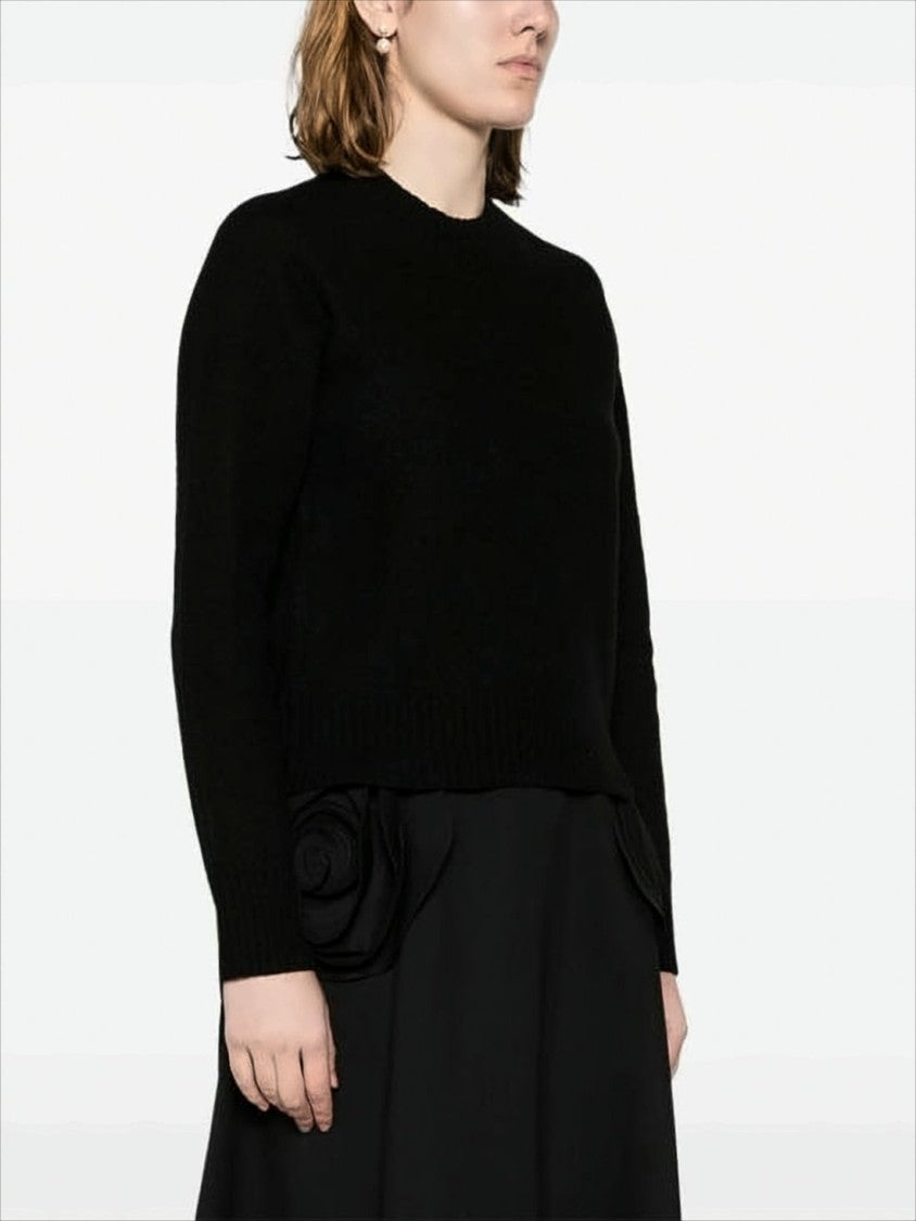 Jil Sander Classic Cropped Wool Sweater With Ribbed Details
