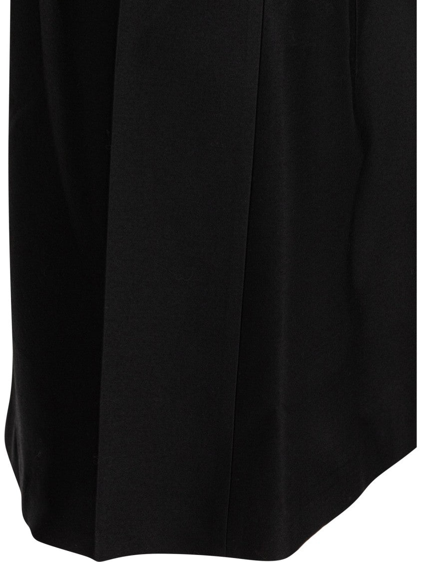 Sandbeige Black Dress With Flared Silhouette