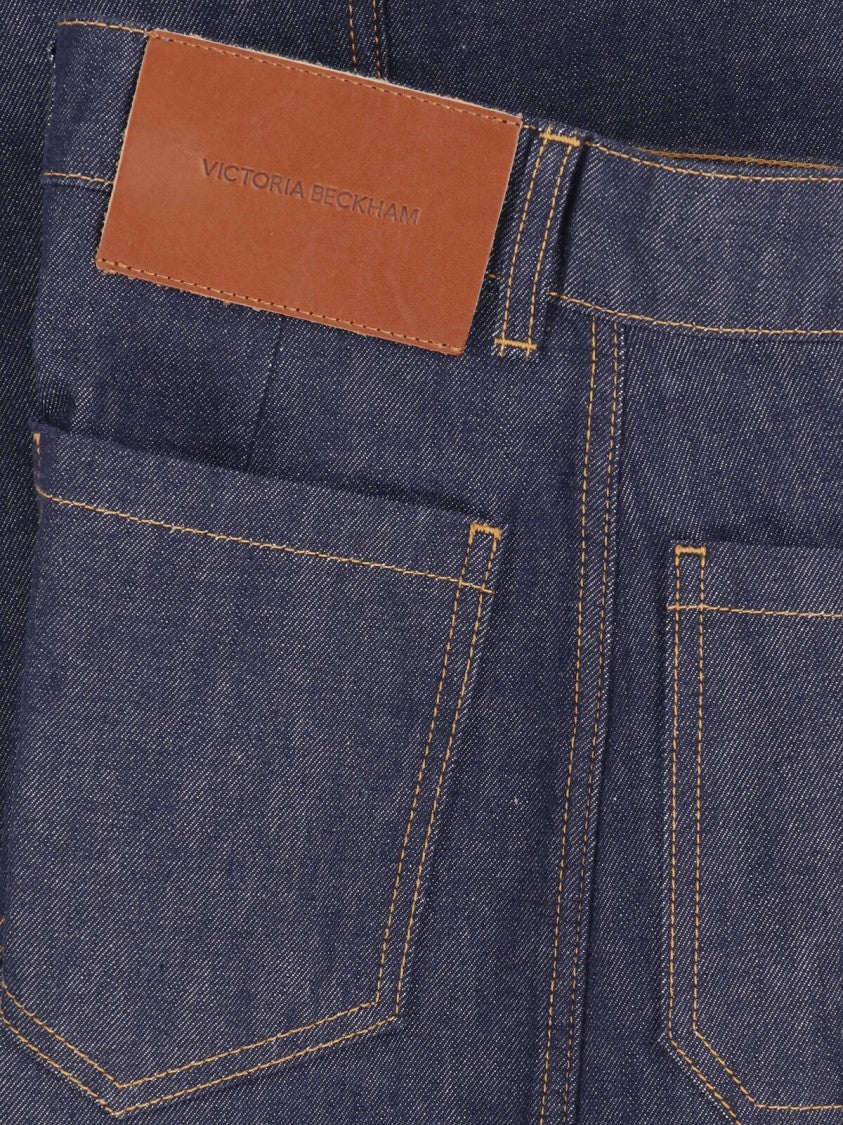 Victoria Beckham Wide-Leg High-Waisted Jeans With Contrast Stitching