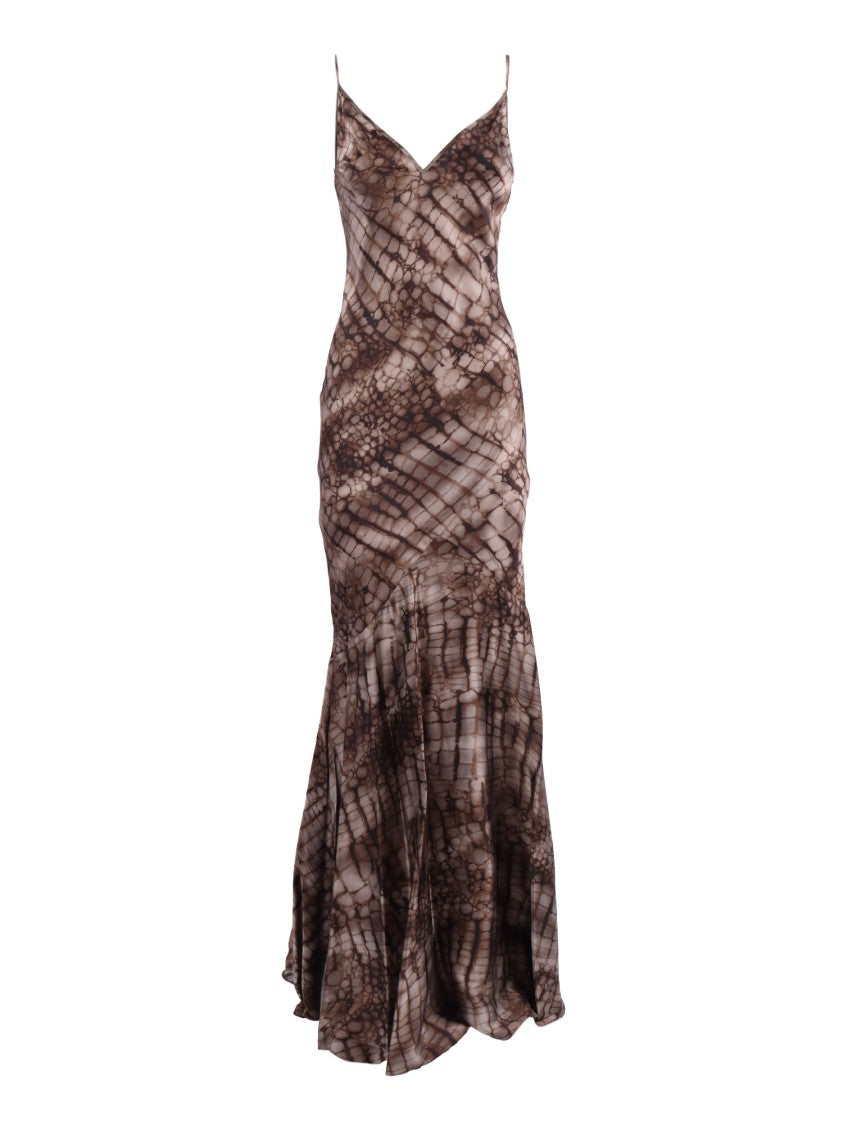 Elisabetta Franchi Fitted Midi Dress With Flared Hem And Textured Pattern