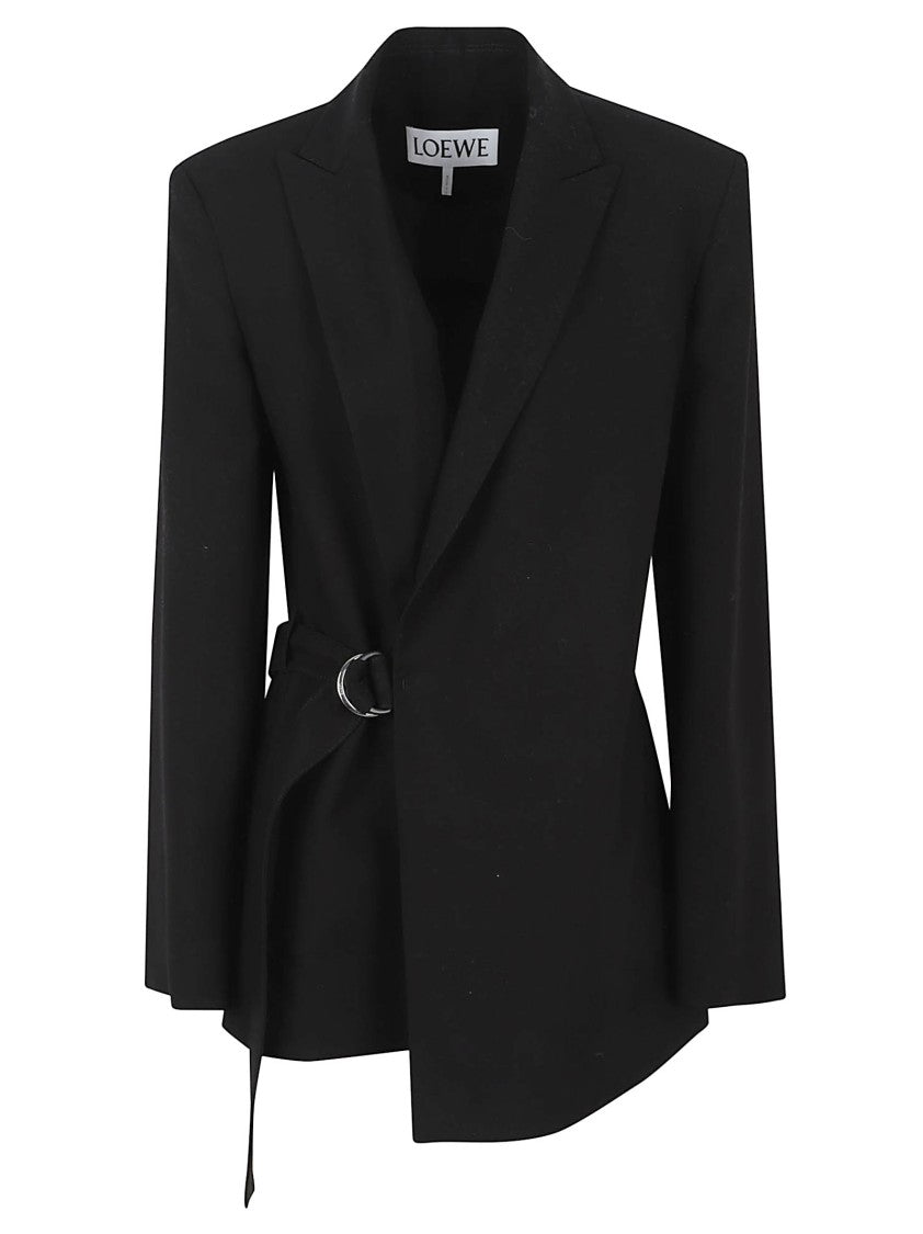 Loewe Fluid Wool Jacket With Wrap-Front Drape