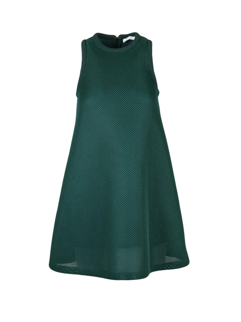 Max Mara Flared Sleeveless Dress With Textured Mesh Pattern
