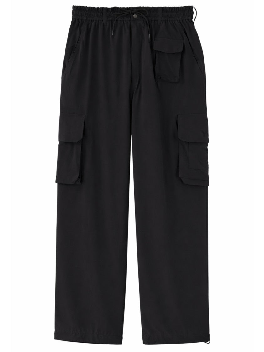 Y-3 Neutrals Wide-Leg Drawstring Cargo Pants