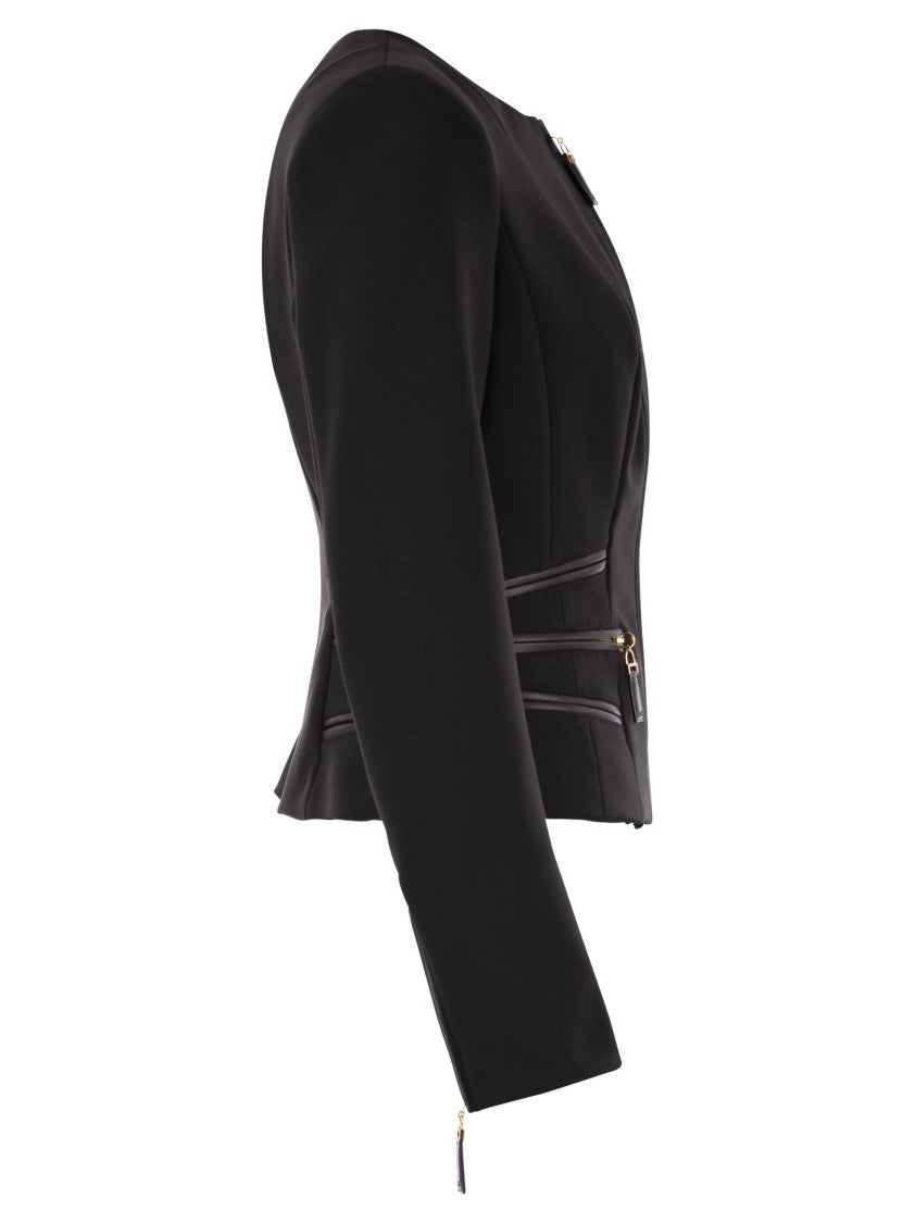 Elisabetta Franchi Double Crepe Jacket With Zip Details