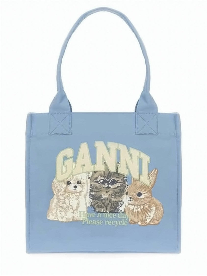Ganni Rectangular Shoulder Bag In Soft Blue