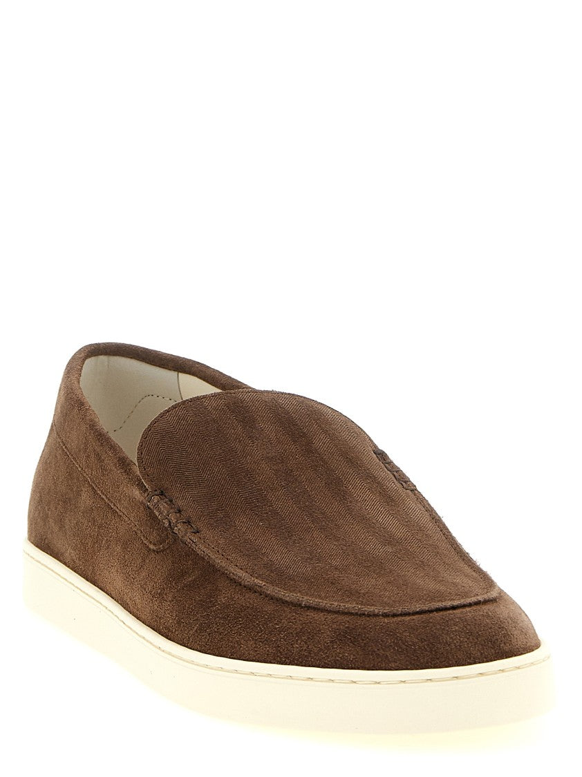Brunello Cucinelli Suede Loafers Sneakers With Chevron Design