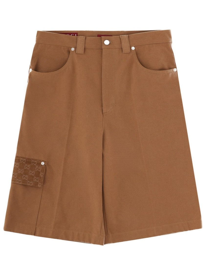 Gucci Gg Monogram Mid-Length Cotton Cargo Shorts