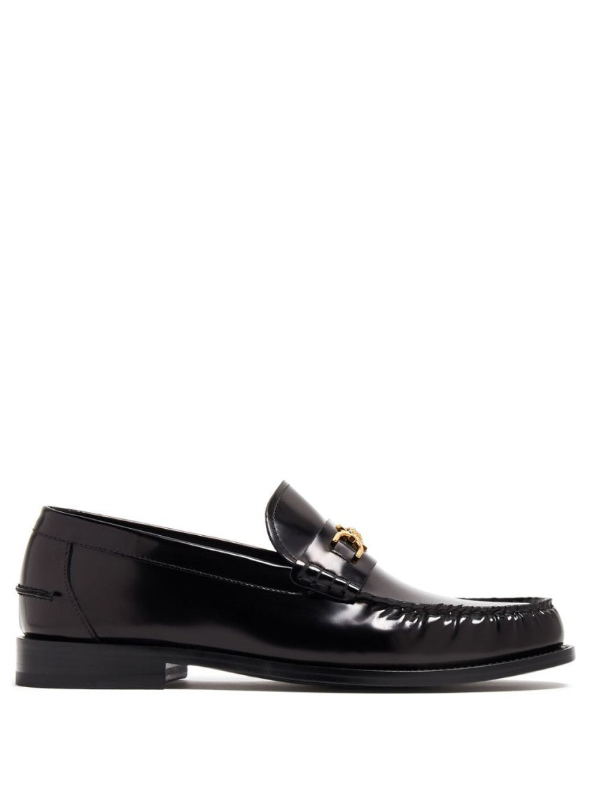Versace Glossy Flat Shoes In Smooth Silk