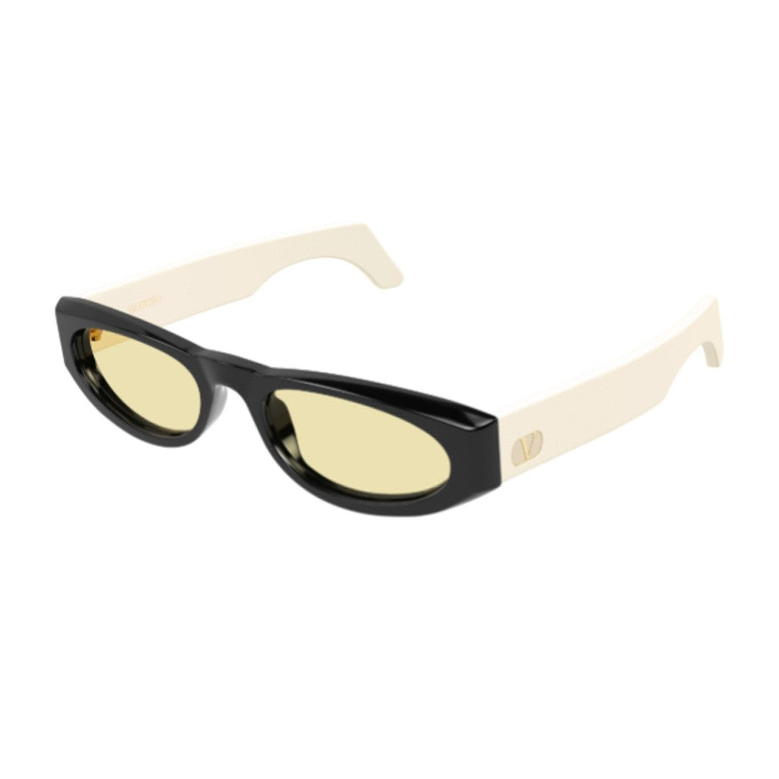 Valentino Havana Linea V Logo Recycled Acetate Oval Sunglasses
