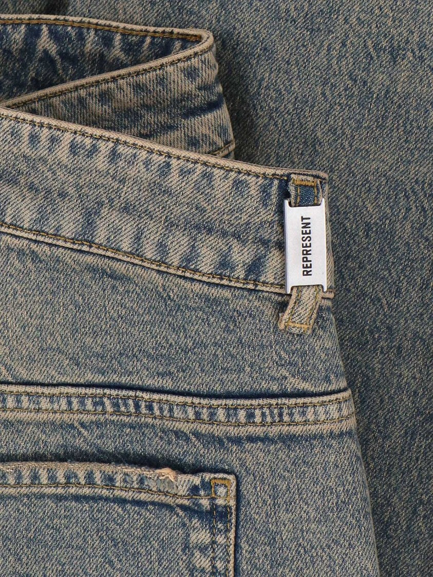 Represent Straight-Leg Blue Denim Jeans With Worn Effect