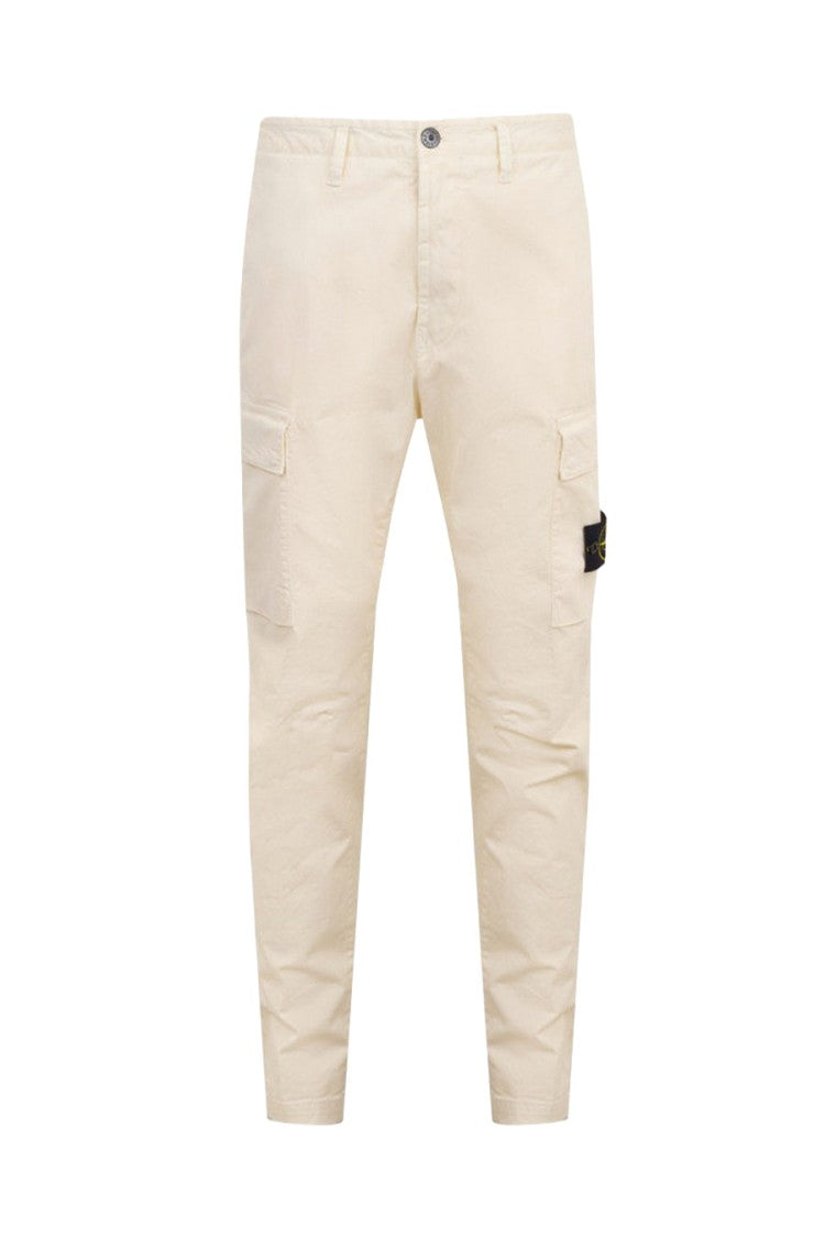 Stone Island Cream Side Badge Cargo Cotton-Blend Pants
