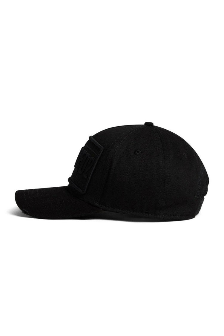 Dsquared2 Black Embossed Logo Patch Cotton Hat