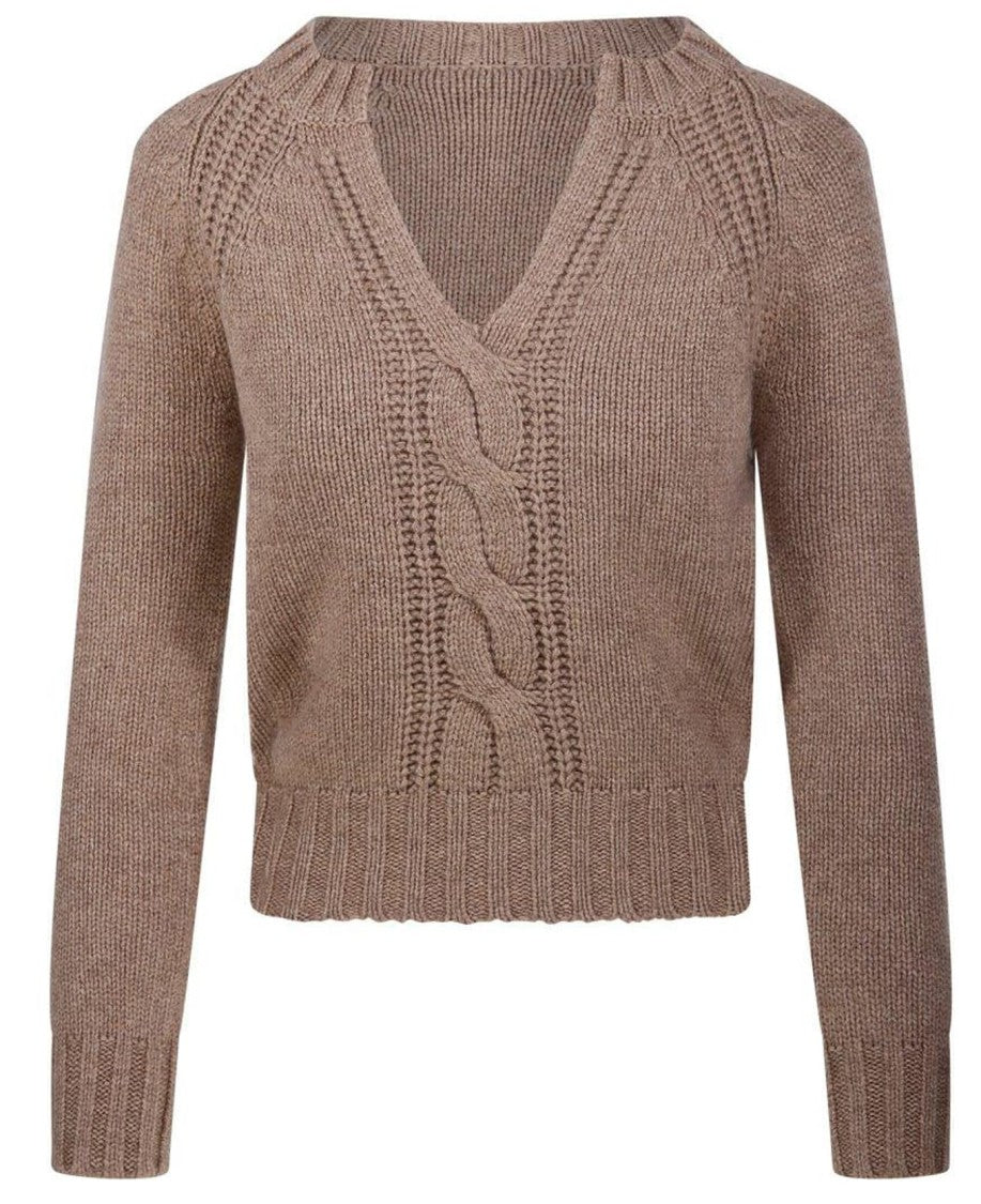Max Mara V-Neck Cable Knit Cashmere Sweater From Max Mara
